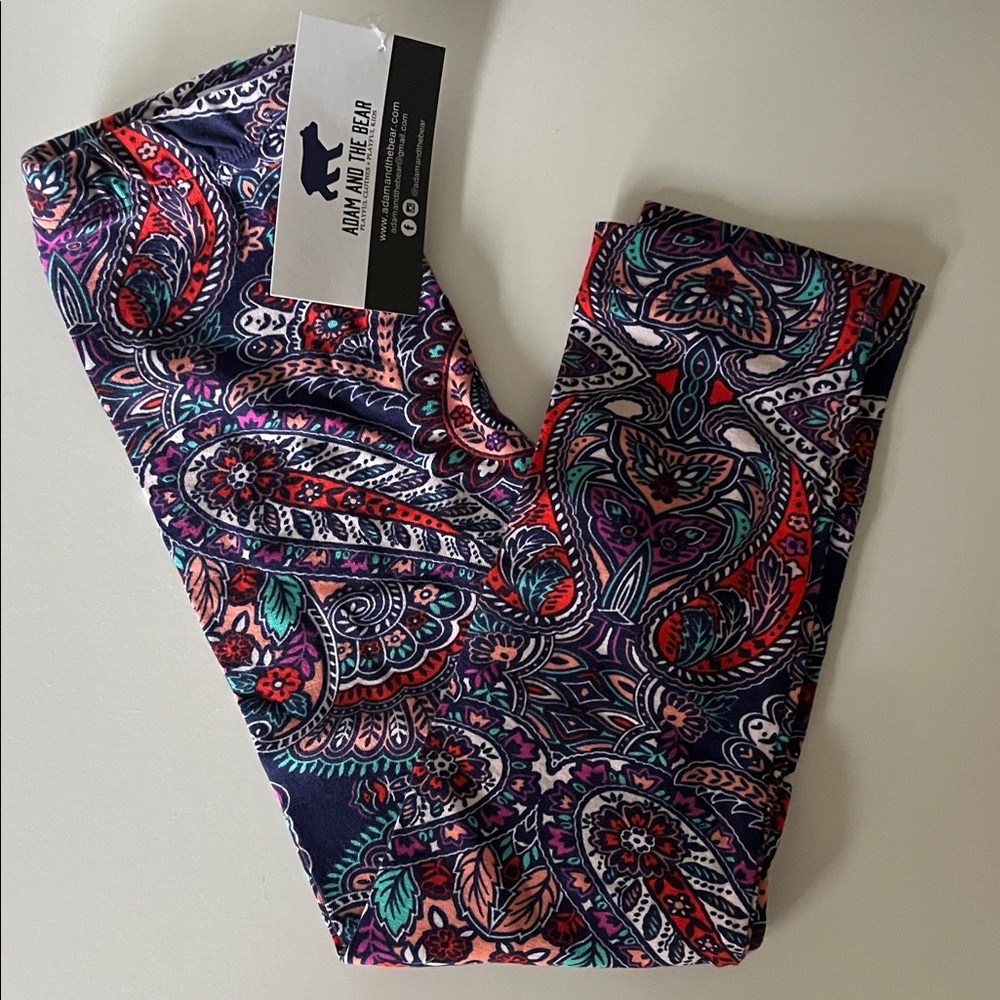 Girls Leggings Purple Paisley Print- 100% Organic- NWT
